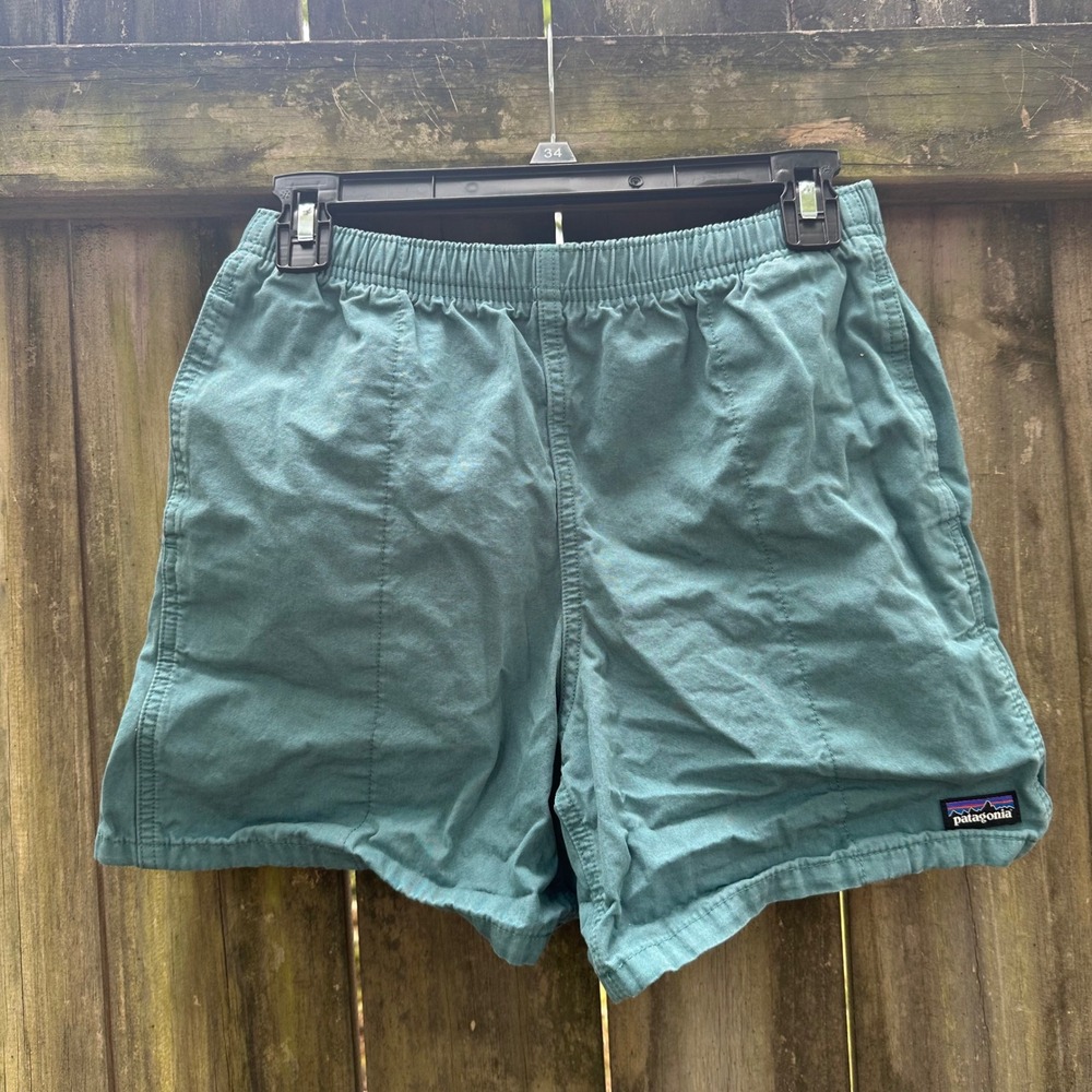 Patagonia Baggies Shorts Teal Blue Cotton Elastic Outdoor Hiking  Kids Sz XL